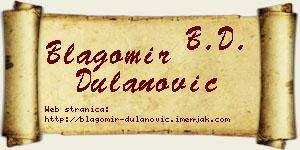 Blagomir Dulanović vizit kartica